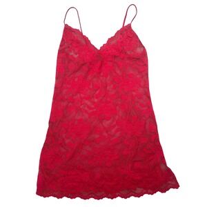 Victoria Secret Vintage Floral Lace Slip Dress Chemise Lingerie Medium Red y2k